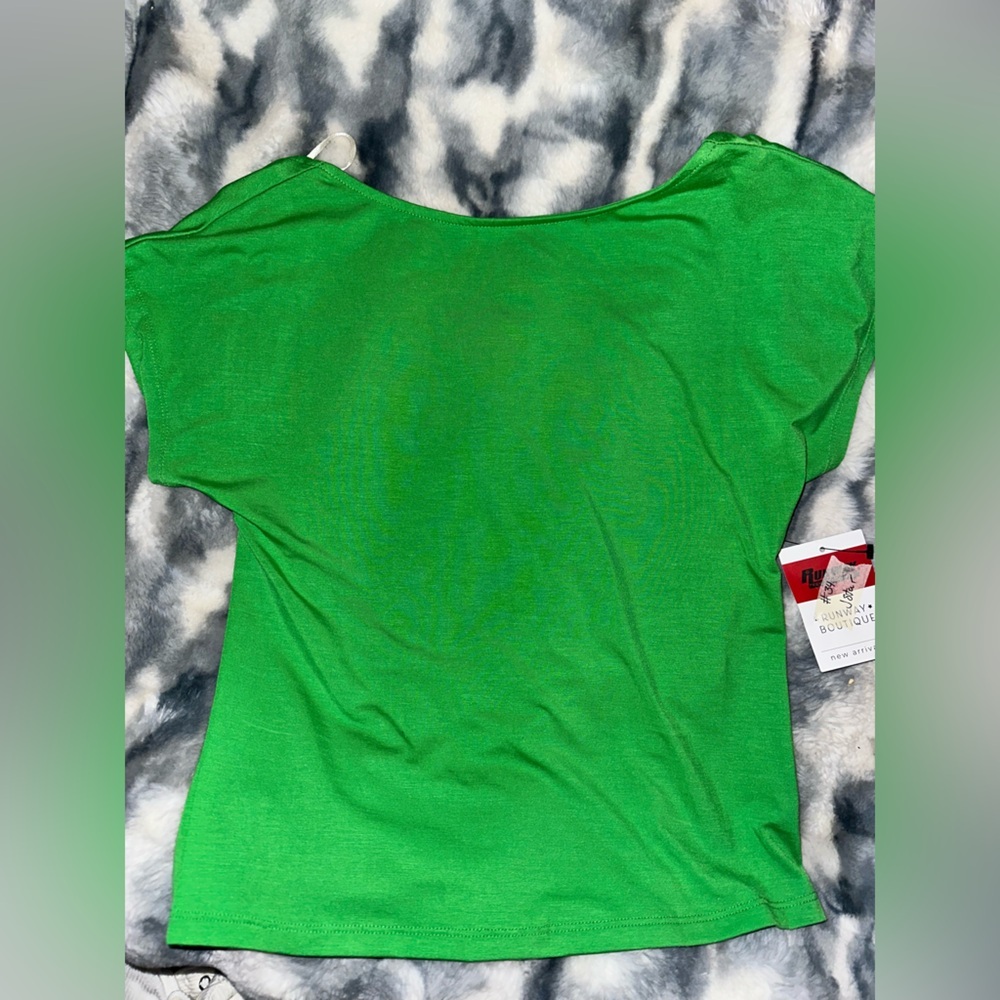 Double Zero Mystical Green Short Sleeve Women's Top Backless - NWT Medium